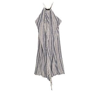 AERIE Cotton Striped Halter Midi Dress Blue White L/XL